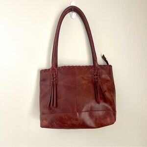Born Rich Chesnut Brown Leather Tote Bag